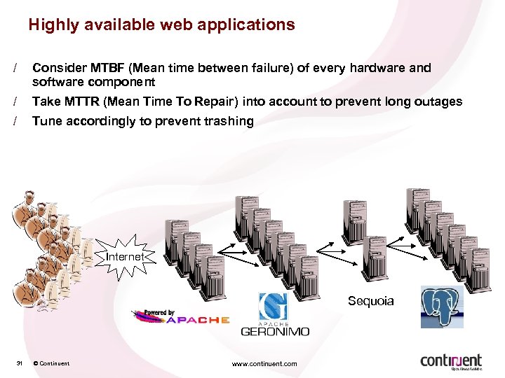 Highly available web applications / Consider MTBF (Mean time between failure) of every hardware