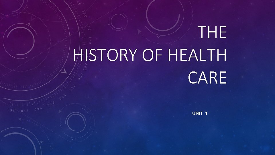 THE HISTORY OF HEALTH CARE UNIT 1 