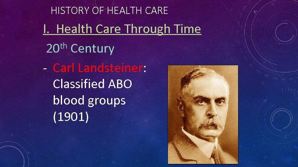 HISTORY OF HEALTH CARE I. Health Care Through Time 20 th Century - Carl