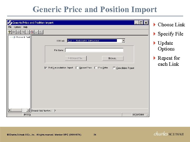 Generic Price and Position Import } Choose Link } Specify File } Update Options