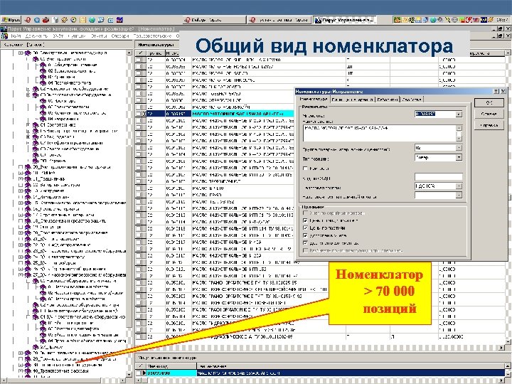 Общий вид номенклатора Номенклатор > 70 000 позиций 