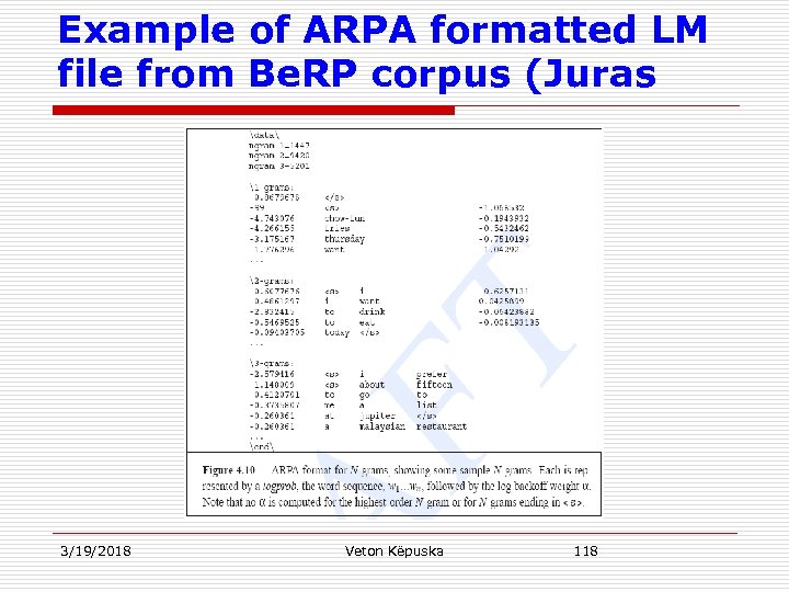 Example of ARPA formatted LM file from Be. RP corpus (Juras 3/19/2018 Veton Këpuska