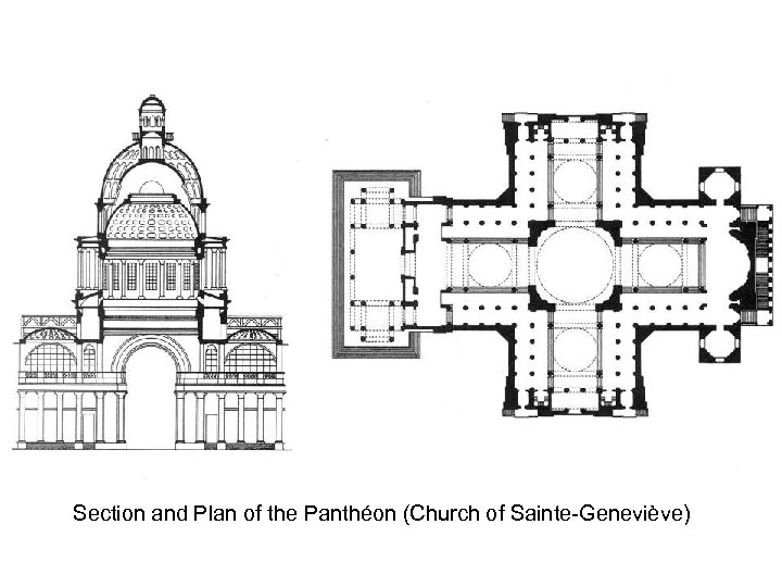 Section and Plan of the Panthéon (Church of Sainte-Geneviève) 