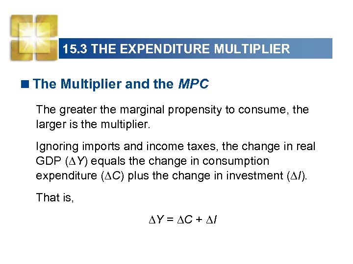 15. 3 THE EXPENDITURE MULTIPLIER <The Multiplier and the MPC The greater the marginal