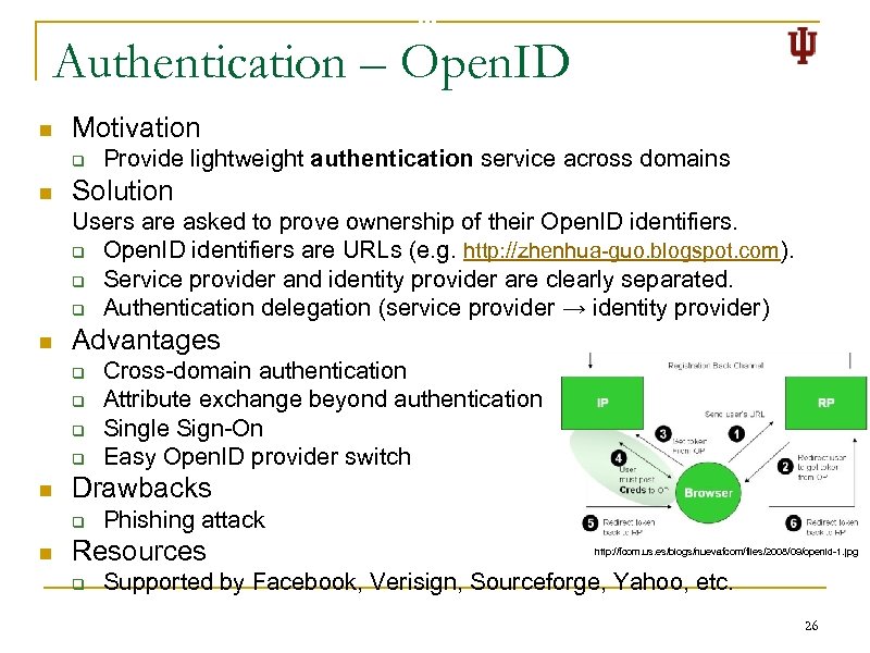 Authentication – Open. ID n Motivation q n Provide lightweight authentication service across domains