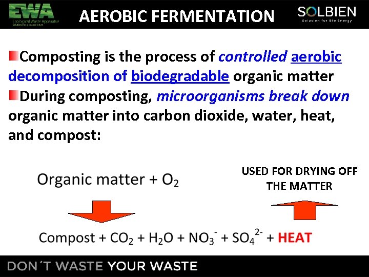 AEROBIC FERMENTATION Composting is the process of controlled aerobic decomposition of biodegradable organic matter