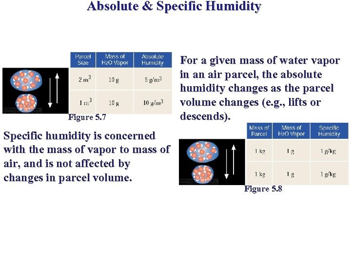 Absolute & Specific Humidity Figure 5. 7 Specific humidity is concerned with the mass