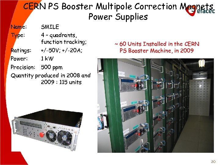 CERN PS Booster Multipole Correction Magnets Power Supplies Name: SMILE Type: 4 – quadrants,