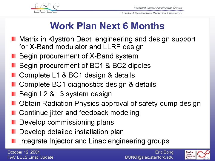 Work Plan Next 6 Months Matrix in Klystron Dept. engineering and design support for