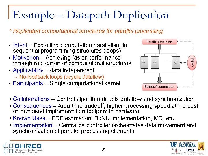 Example – Datapath Duplication * Replicated computational structures for parallel processing § § §