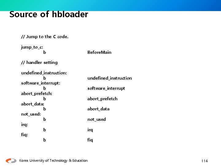 Source of hbloader // Jump to the C code. jump_to_c: b Before. Main //