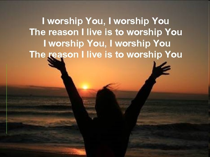 I worship You, I worship You The reason I live is to worship You