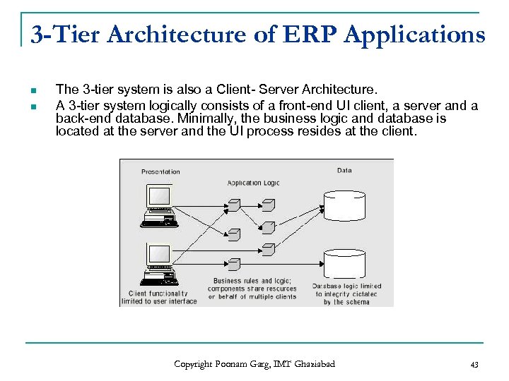 3 -Tier Architecture of ERP Applications n n The 3 -tier system is also