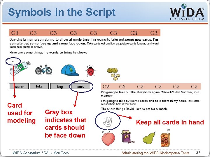 Symbols in the Script Card used for modeling Gray box indicates that cards should