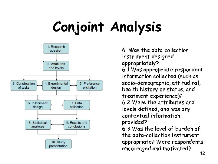 Conjoint Analysis 6. Was the data collection instrument designed appropriately? 6. 1 Was appropriate