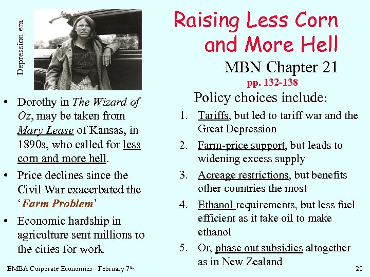 Depression era Raising Less Corn and More Hell MBN Chapter 21 pp. 132 -138