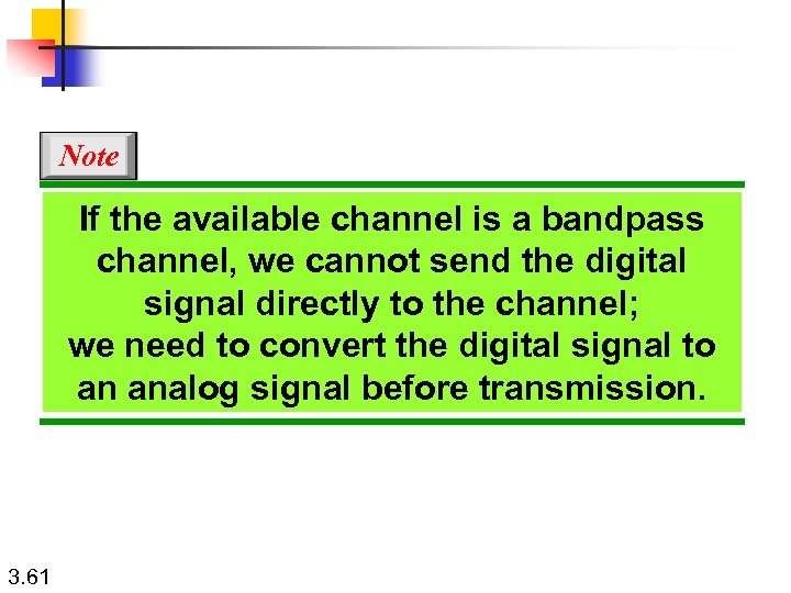 Note If the available channel is a bandpass channel, we cannot send the digital