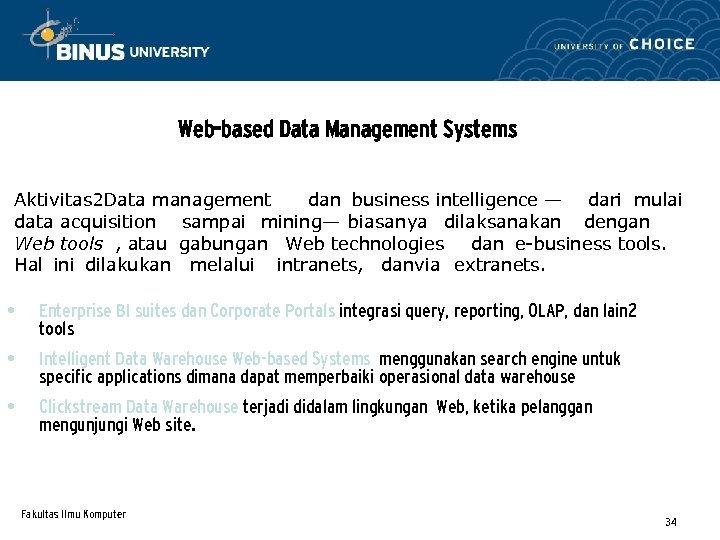 Web-based Data Management Systems Aktivitas 2 Data management dan business intelligence — dari mulai
