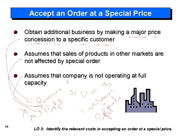 Accept an Order at a Special Price Obtain additional business by making a major