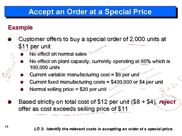 Accept an Order at a Special Price Example Customer offers to buy a special