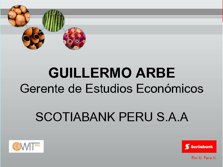 GUILLERMO ARBE Gerente de Estudios Económicos SCOTIABANK PERU S. A. A 