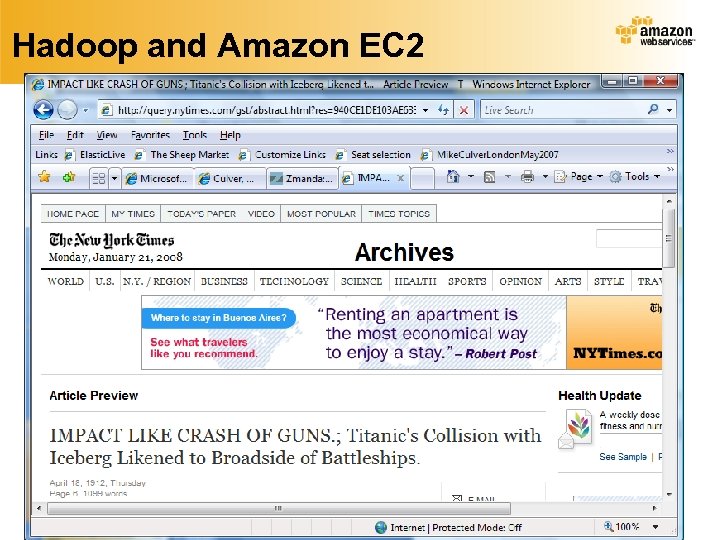 Hadoop and Amazon EC 2 