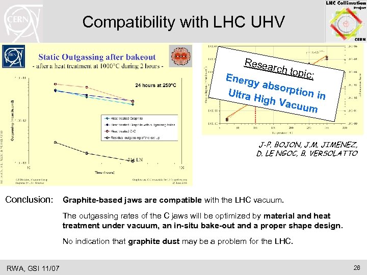 Compatibility with LHC UHV Resea Energ rch top ic: y abso rption Ultra H