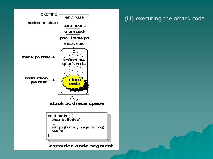 (iii) executing the attack code 