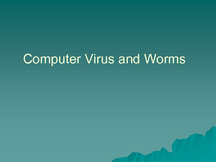 Computer Virus and Worms 