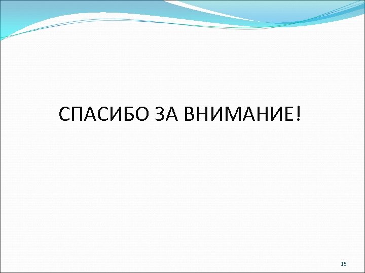 СПАСИБО ЗА ВНИМАНИЕ! 15 