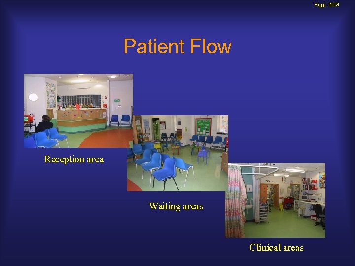 Higgi, 2003 Patient Flow Reception area Waiting areas Clinical areas 