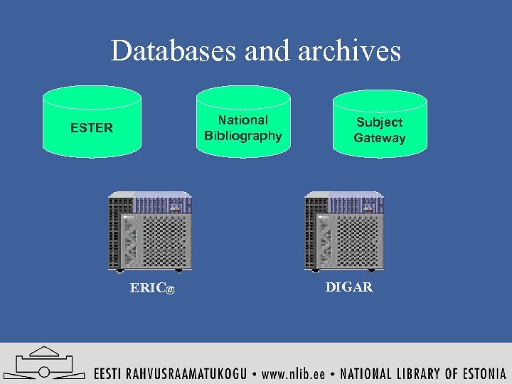 Databases and archives National Bibliography ESTER ERIC@ Subject Gateway DIGAR 