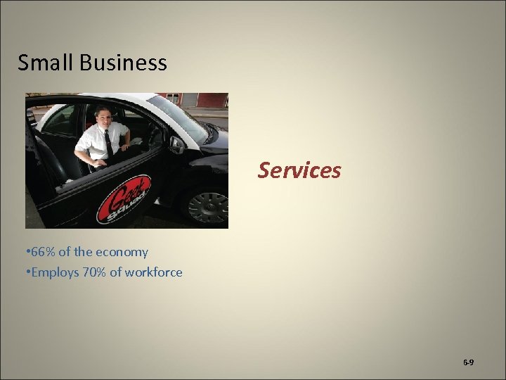 Small Business Services • 66% of the economy • Employs 70% of workforce 6