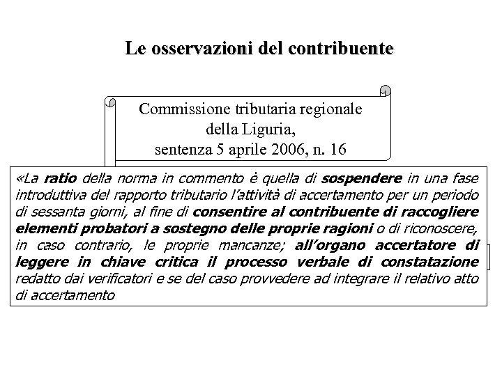 Le osservazioni del contribuente Commissione tributaria regionale della Liguria, sentenza 5 aprile 2006, n.