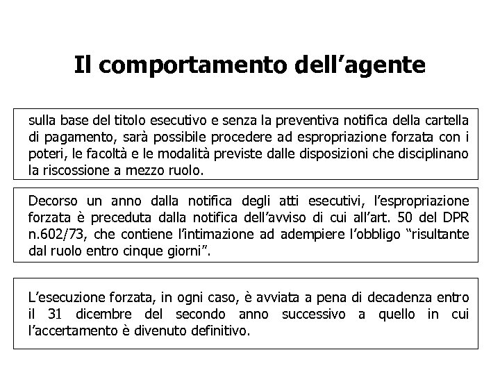 Il comportamento dell’agente sulla base del titolo esecutivo e senza la preventiva notifica della