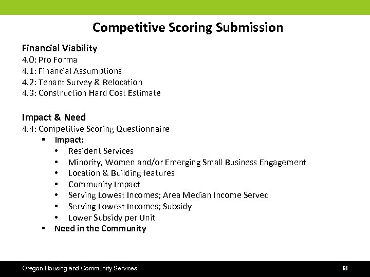 Competitive Scoring Submission Financial Viability 4. 0: Pro Forma 4. 1: Financial Assumptions 4.
