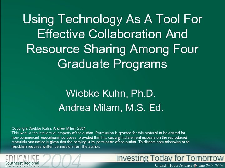 Using Technology As A Tool For Effective Collaboration And Resource Sharing Among Four Graduate