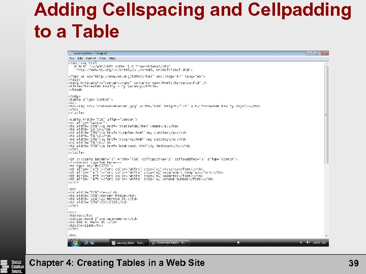 Adding Cellspacing and Cellpadding to a Table Chapter 4: Creating Tables in a Web