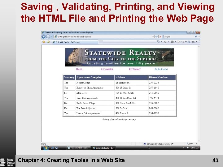 Saving , Validating, Printing, and Viewing the HTML File and Printing the Web Page