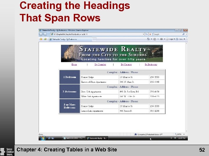 Creating the Headings That Span Rows Chapter 4: Creating Tables in a Web Site