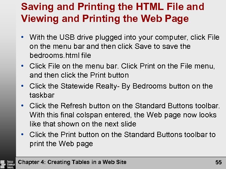 Saving and Printing the HTML File and Viewing and Printing the Web Page •