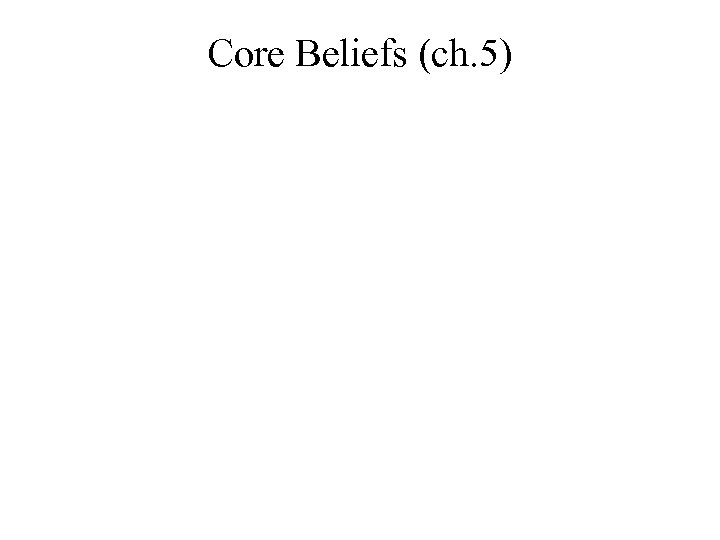 Core Beliefs (ch. 5) 