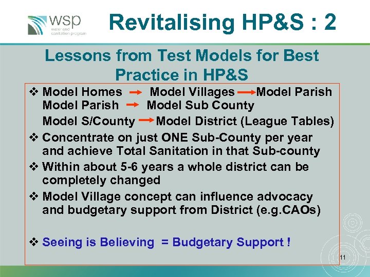 Revitalising HP&S : 2 Lessons from Test Models for Best Practice in HP&S v