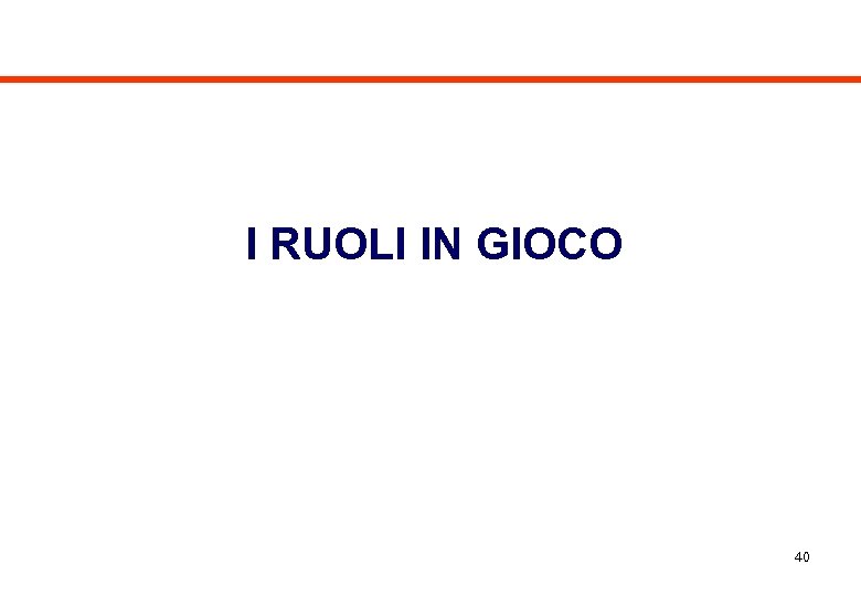 I RUOLI IN GIOCO 40 