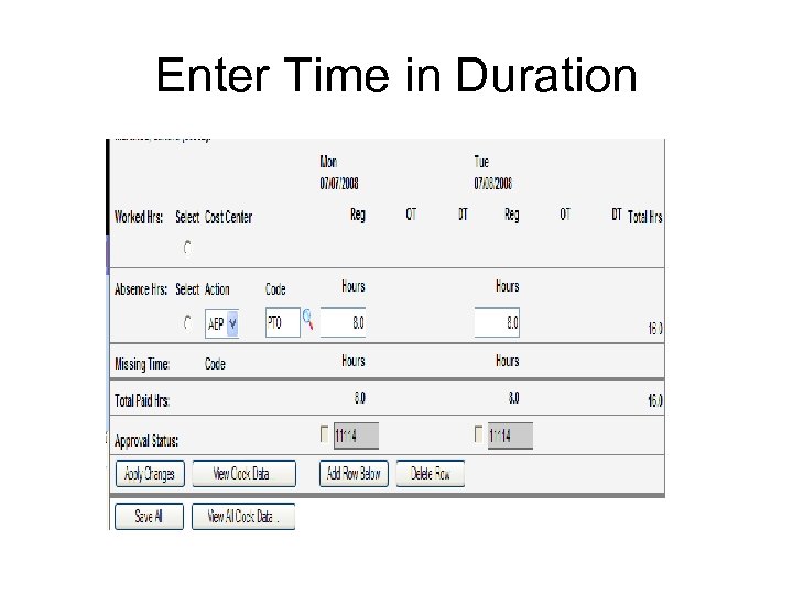 Enter Time in Duration 