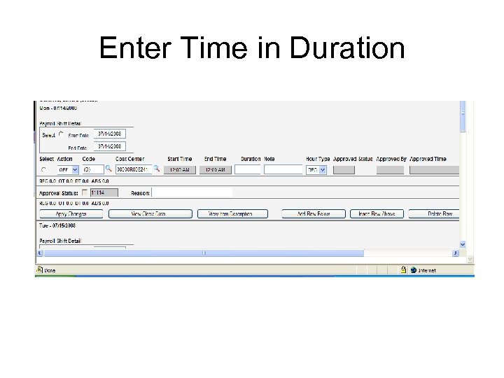 Enter Time in Duration 