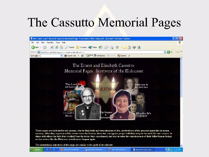 The Cassutto Memorial Pages 