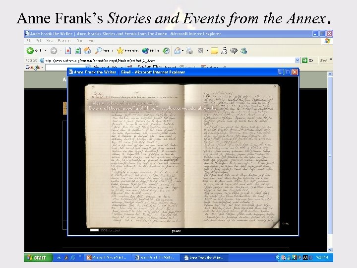 Anne Frank’s Stories and Events from the Annex. 