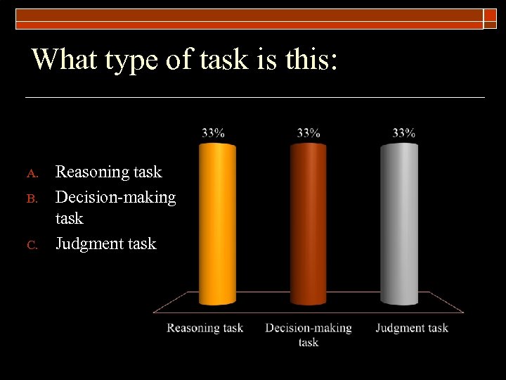 What type of task is this: A. B. C. Reasoning task Decision-making task Judgment