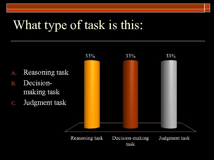 What type of task is this: A. B. C. Reasoning task Decisionmaking task Judgment